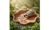 Turtle Bathing Basin Safe Rounded Edges Tortoise Soaking Dish Stepped Amphibious Creature Pool Single-Piece Design for Vivarium