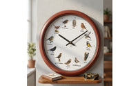 Clock with Bird Illustrations Easy to Use Round Wall Clock Electronic for Living Room, Kitchen, Office