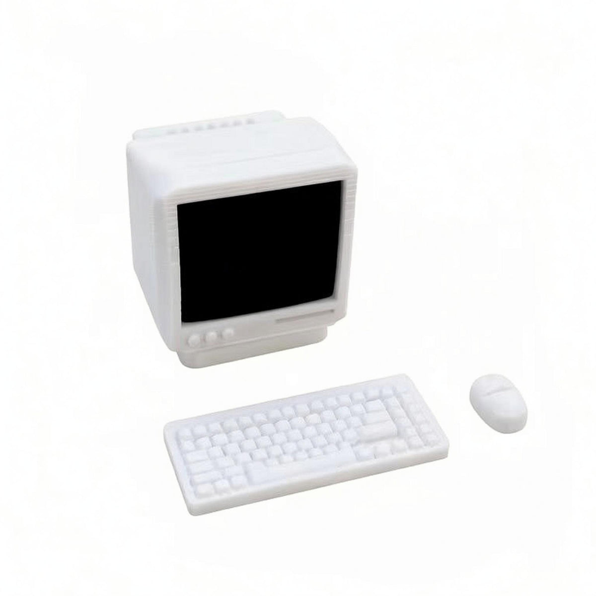 Realistic Look Retro Desktop Computer Model High Intricate Dollhouse Computer Set Plastic Miniature Electronics