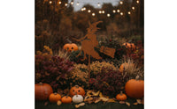 Rusted Witch Stake with Broom Metal Witch Silhouette Halloween Ornament Spooky for Garden, Lawn, Flower Bed