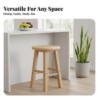 Sturdy and Stable Backless Bar Stool Non-Slip Foot Pads Solid Wood Stool Long-Lasting Polished Surface for Homeowners, Business Owners, Couples, Home, Restaurant, Cafe, Dining Room