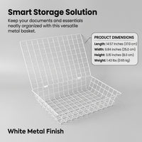Desk Storage File Organizer with Lid, Metal Wire Mesh Document Basket for Office Workers, Desktop Filing Paper A4 FC Size