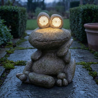 Solar Frog Ornament Seated Design Solar Frog Statue Outdoor Decor for Living Room