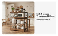 Heavy-Duty Steel Frame Multi-Tier Kitchen Shelf Spacious Countertop Microwave Oven Stand Adjustable Shelves Kitchen Workstation Table High Load Capacity for Home Cooks, Families, Homeowners, Small Areas, Pantry, Dining Room