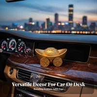 Brings Good Luck Chinese Yuanbao Car Ornament Traditional Craft Gold Ingot Car Meaningful Gift for Office Desk, Shop Counter