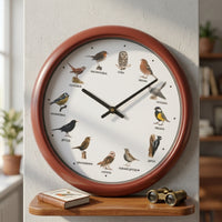 Clock with Bird Illustrations Easy to Use Round Wall Clock Electronic for Living Room, Kitchen, Office