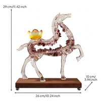 Rearing Horse Statue Collectible Wood Base Horse Figurine Hand Carved