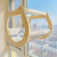 Cat Hammock Wall Mounted Cat Bed and Window Perch, Solid Wood Hammock Bed for Indoor Cats, Simple Assembly Playing Climbing Living Room Decor