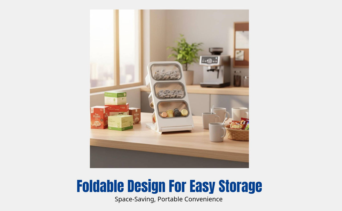 Desktop Storage Rack, 3-Tier Organizer for Tea Bags, Coffee, Office, Multi-Functional PET