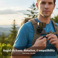 Backpack Camera Clip 360° Rotation Backpack Camera Mount Single-Hand Quick Release Shoulder Strap Mount for Hiking, Traveling