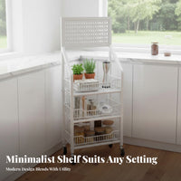 Movable Multi-Tier Rolling Cart Space Saving Storage Rack with Wheels Large Capacity Mobile Shelving Unit Heavy Duty for Shop Owners, Homemakers, Supermarket, Convenience Shop, Living Room, Bedroom