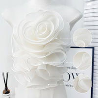 Organza Flower Applique Oversized Organza Rose Soft for Crafts, Costumes