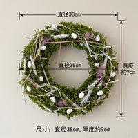 Easter Door Wreath Farmhouse Festive Decor Floral Wreath Round Foliage Circlet for Home, Crafters, Garden, Holiday Parties
