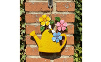 Watering Can Wall Art Handmade Metal Watering Can Decor Iron Flower Wall Decor Outdoor Floral Hanging Plaque Easy to Hang