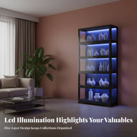 Multi-Tier Storage Showcase with Lock Built-in Ing Acrylic Collectible Cabinet Lockable Door Lighted Figure Display Case for Hobbyists, Study