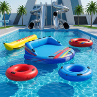 Multipassenger Four-Person Towable Tube Tow-Behind Inflatable Towable Tube Comfortable Nylon Cover Stable for Families