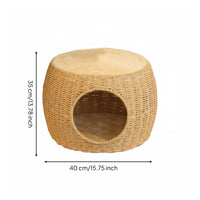 Year-Round Feline Bed Tray Handwoven Wicker Feline Bed Long-Lasting Pet Furniture