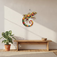 Gecko Wall Decor Iron Lizard Wall Decoration Metal Gecko Multicolor Embossed for Patio, Porch