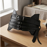 Layered Strap Medieval Waist Belt Leather-Like Knight Costume Belt Buckle Closure