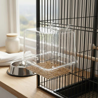 Dual Use Hanging Acrylic Bird Bath Lightweight Hanging Acrylic Bird Feeder Crack Resistant Parrot Feeder Box Easy to Install for Parrots, Small Birds, Aviary