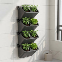 No-Drill Installation Self Watering Vertical Planter Space Saving Tiered Wall Mounted Flower Pot Cascading Water System Vertical Garden Wall Pots Indoor Outdoor Use for Balcony