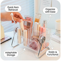 Cosmetic Storage Box with Clear Compartments, Lipstick Organizer for Bedroom Vanity, Nail Polish for Bathroom Counter