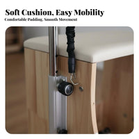 Installation-No Assembly Required Pilates Wunda Chair Padded Seat and Pedals Wunda Chair Stable Wood Frame Fitness Equipment Coil Resistance for Mind-Body Practice Studio, Home Gym