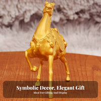 Good Luck Charm Golden Horse Statue Intricate Details Chinese Astrological Horse Ornament for Business Owners, Office Desk, Shop Counter