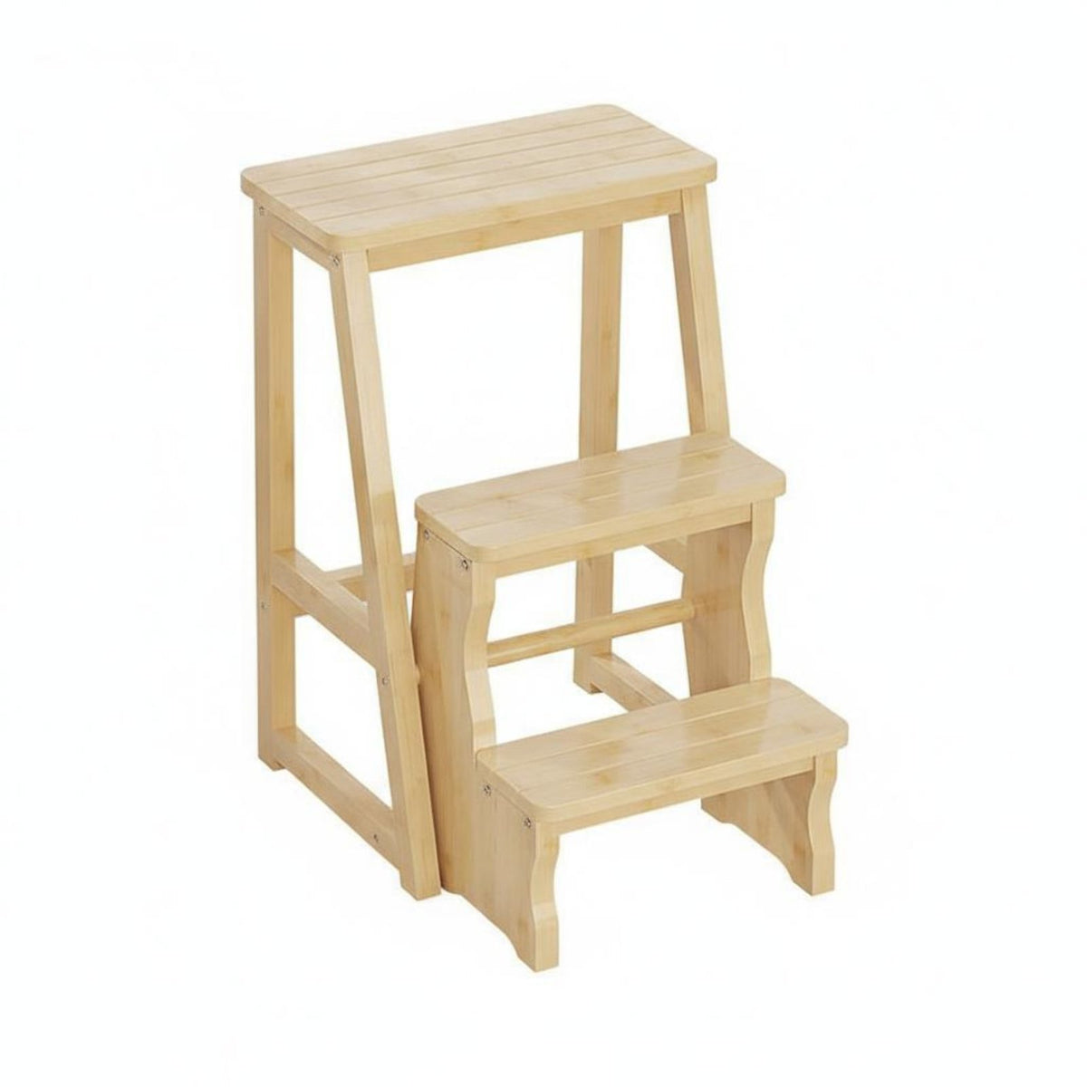 Space-Saving Folding Ladder Chair Stable & Sturdy Wooden 3 Step Stool Lightweight & Portable for Homeowners, Adults, Kitchen, Office, Closet