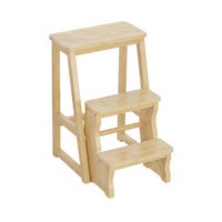 Space-Saving Folding Ladder Chair Stable & Sturdy Wooden 3 Step Stool Lightweight & Portable for Homeowners, Adults, Kitchen, Office, Closet