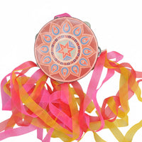 Streamer Frame Drum Tambourine Tassel Long Ribbons Dance Prop Traditional Percussion Instrument Decorative Design Suitable for Dance Recitals Belly Dance Folk Dance