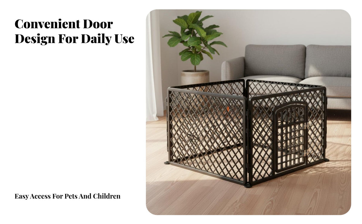 Easy to Clean Modular Plastic Pet Fence Expandable Design Plastic Puppy Playpen Secure Lock Indoor Dog Pen Tool-Effortless Assembly for Young Dogs, Small Dogs