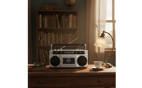 Multifunction Retro 80s Design Boombox Powerful Bass Retro Cassette Boombox SD Card and USB Input AM Frequency Modulation SW Radio Two Power Supply for Outdoor