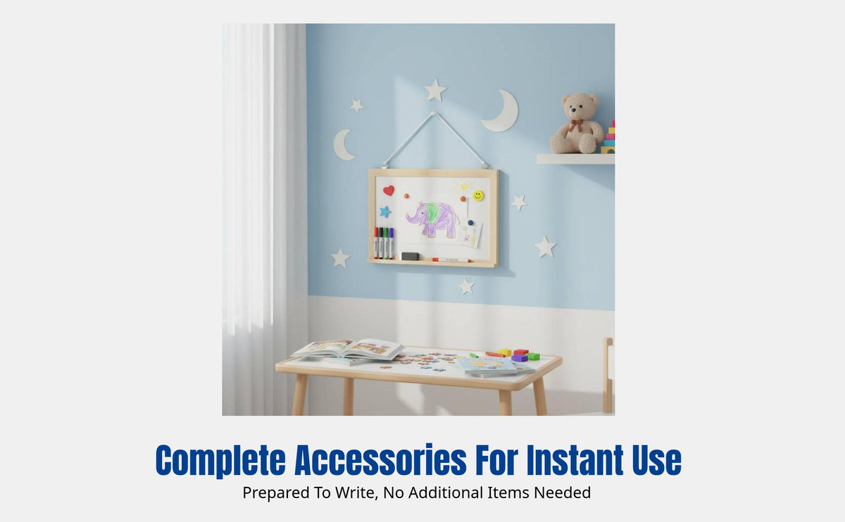 Wooden Frame Blackboard & Whiteboard, Hanging Olive Board, Double-Sided Writing Board for Home, Kids Drawing, Teaching, Notes