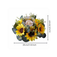 Sun-Like Flower Candle Circle Green Leaves Artificial Sun-Like Flower Wreath
