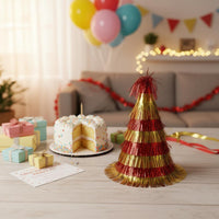 Colorful Options Tinsel Cone Hat Multi-Color Pack Fringed Birthday Hat Festive Design for Children, Adults, Holiday Celebrations