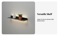 Minimalist Design Metal Luminous Shelf Soft Gentle Light Backlit Wall Shelf Easy Installation LED Display Ledge High Load Capacity for Living Room, Bedroom, Office