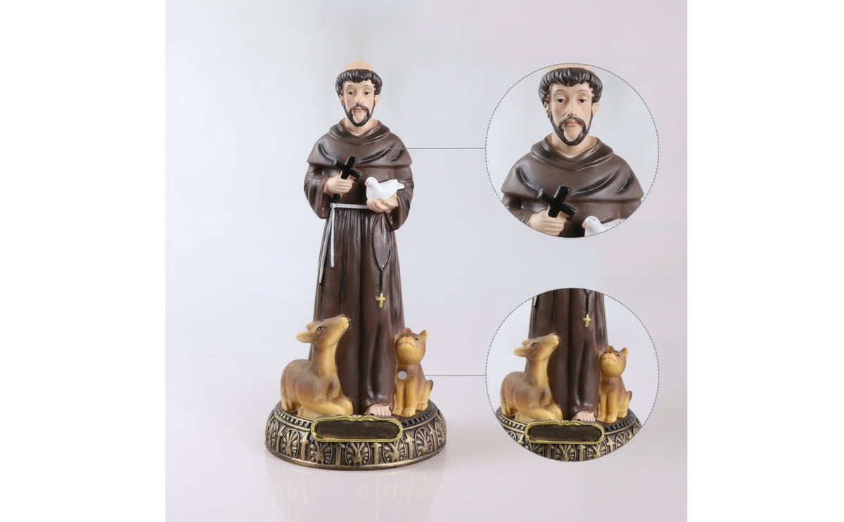 Saint Francis Sculpture with Animals Catholic Saint Francis Statue Religious