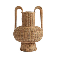 Wicker Vase Rustic Woven Vase with Handles Boho Basket for Dried Flowers, Home Decor