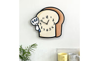 Silent Bread Slice Clock Cream Face Bread-Shaped Wall Clock Black Outline Home Decor Arabic Numerals