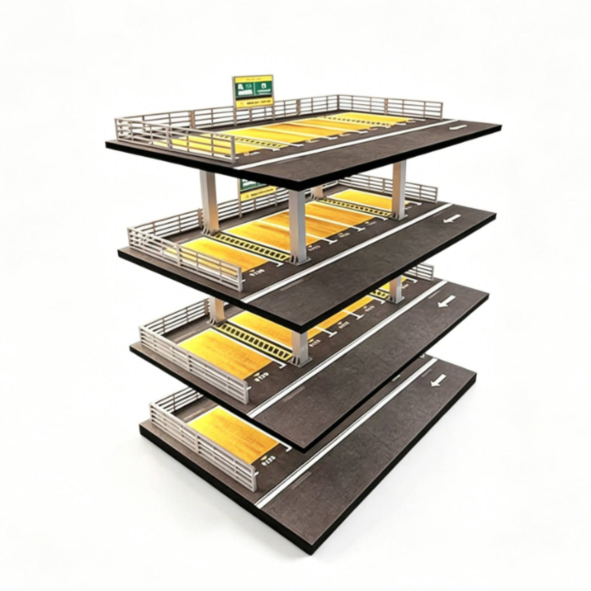 Parking Garage Model Realistic Car Display Scene Three-Dimensional Garage with Four Layers for Desk Decoration
