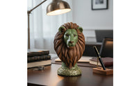 Lion Head Figurine Carved Mane Lion Statue Detailed Face for Home Display