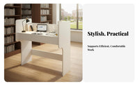 Immersive Design Private Study Carrel Spacious Work Area Partitioned Desk Upper Storage Shelf Computer Table With storage shelf for Homeschoolers, Library Patrons, Dormitory, Classroom, Testing Center, Home Office