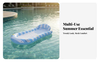 With Backrest Inflatable Water Lounger Glitter Filled Inflatable Pool Lounger Ergonomic Headrest for Adults, Teens, Beach, Travel, Hot Tub