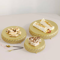 3 Pieces Lace Cutout Wedding Dessert Stand Elegant Gold Cake Stand Easy to Clean Event Decor Stable Base for Brides, Party
