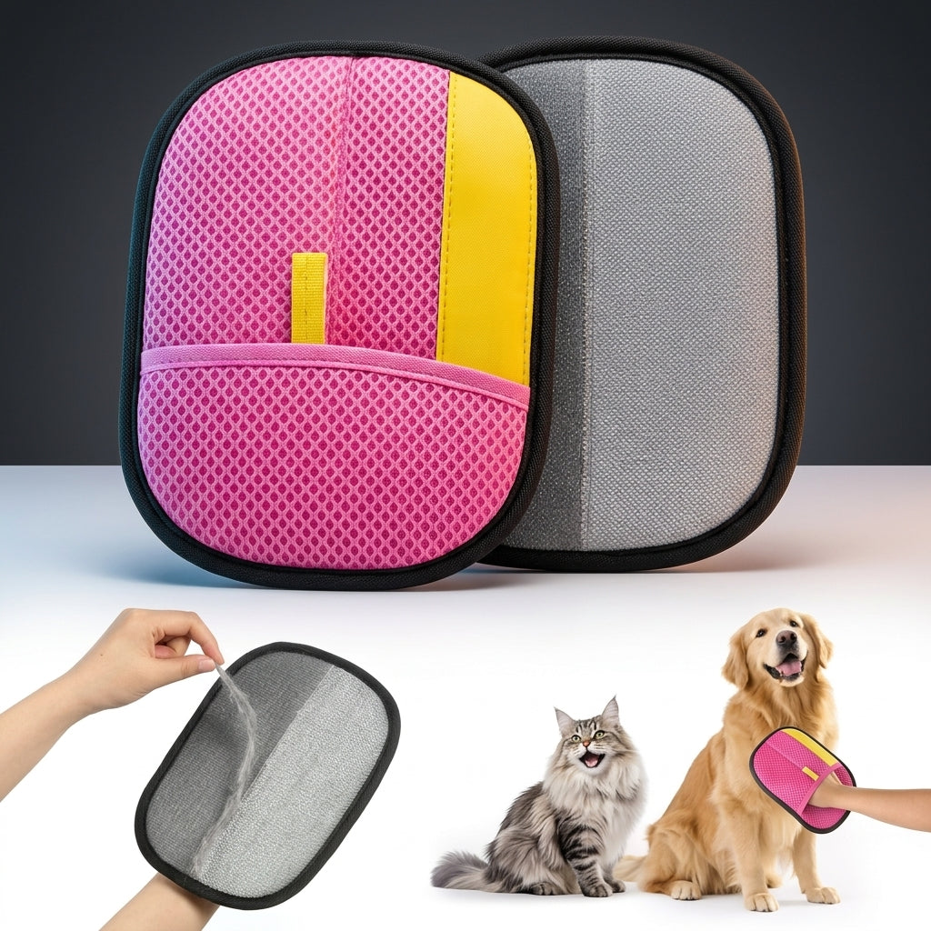 Pet Hair Remover and Cat Hair Remover for Dog Grooming, Leather Double-Sided Glove for Cat Grooming, Ergonomic Design, 23.5*17.5cm Pet Owner Gift