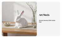 Geometric Hare Figurine Single-Piece Solid Construction Faceted Bunny Statue Compact Size Low Poly Hare Figurine for Desktop, Living Room, Bookshelf
