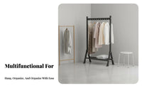 Single-Rod Clothing Rail with Shelf Space-Saving Garment Rack Multi-Functional sturdyDuty for Homeowners, Students, Laundry Room