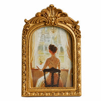 Arched Photo Frame Antique Gold Baroque Picture Frame Ornate Vintage-Inspired for Dresser, Bedside Table