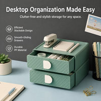 Multipurpose Drawer Organiser for Desk, PP Stackable Storage Drawers, 20x20x7.5cm Wardrobe Organiser Set of 2